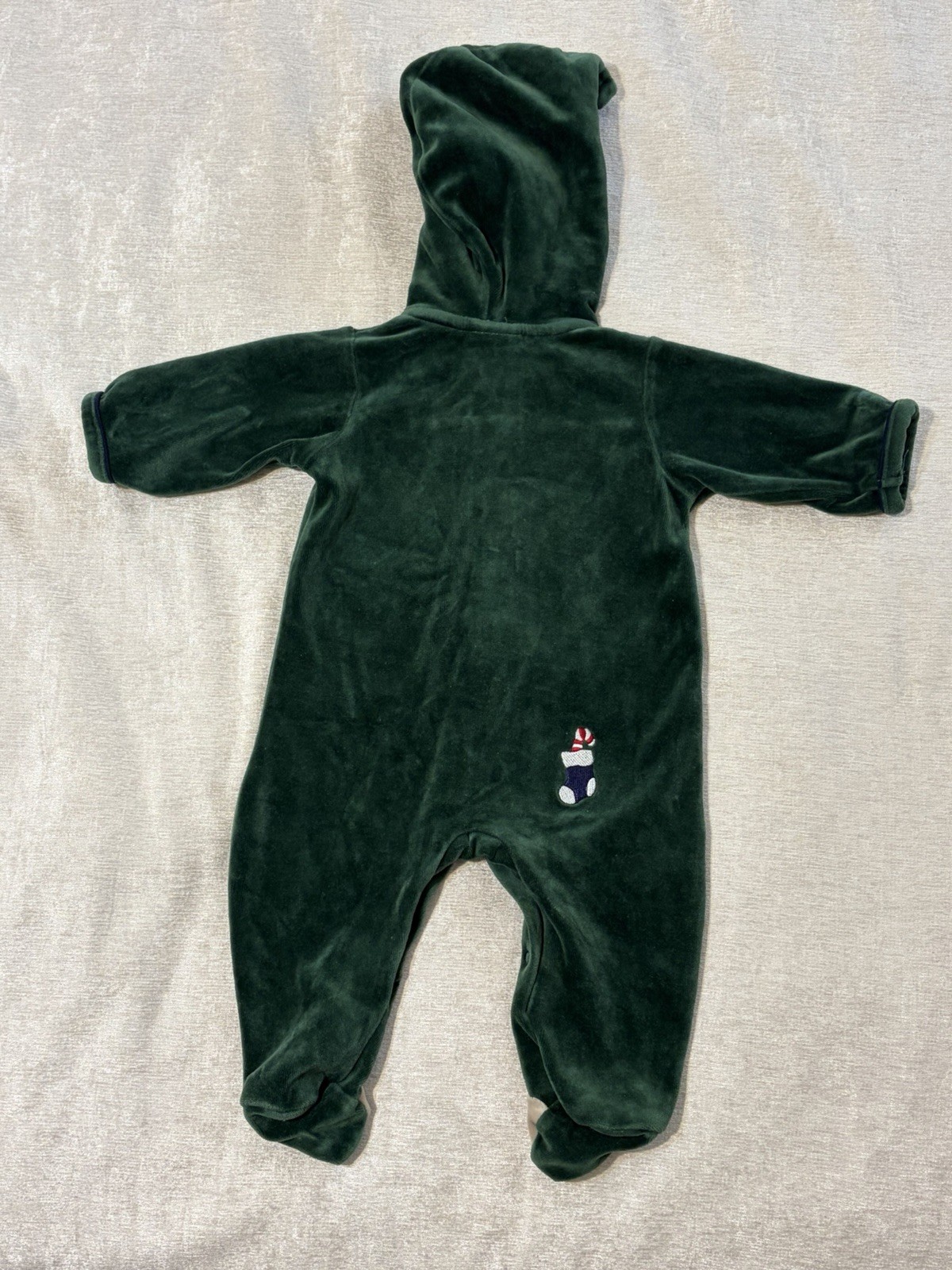 Bright Futures Baby’s First Christmas Velour Hooded Footed Sleeper 3–6 Months