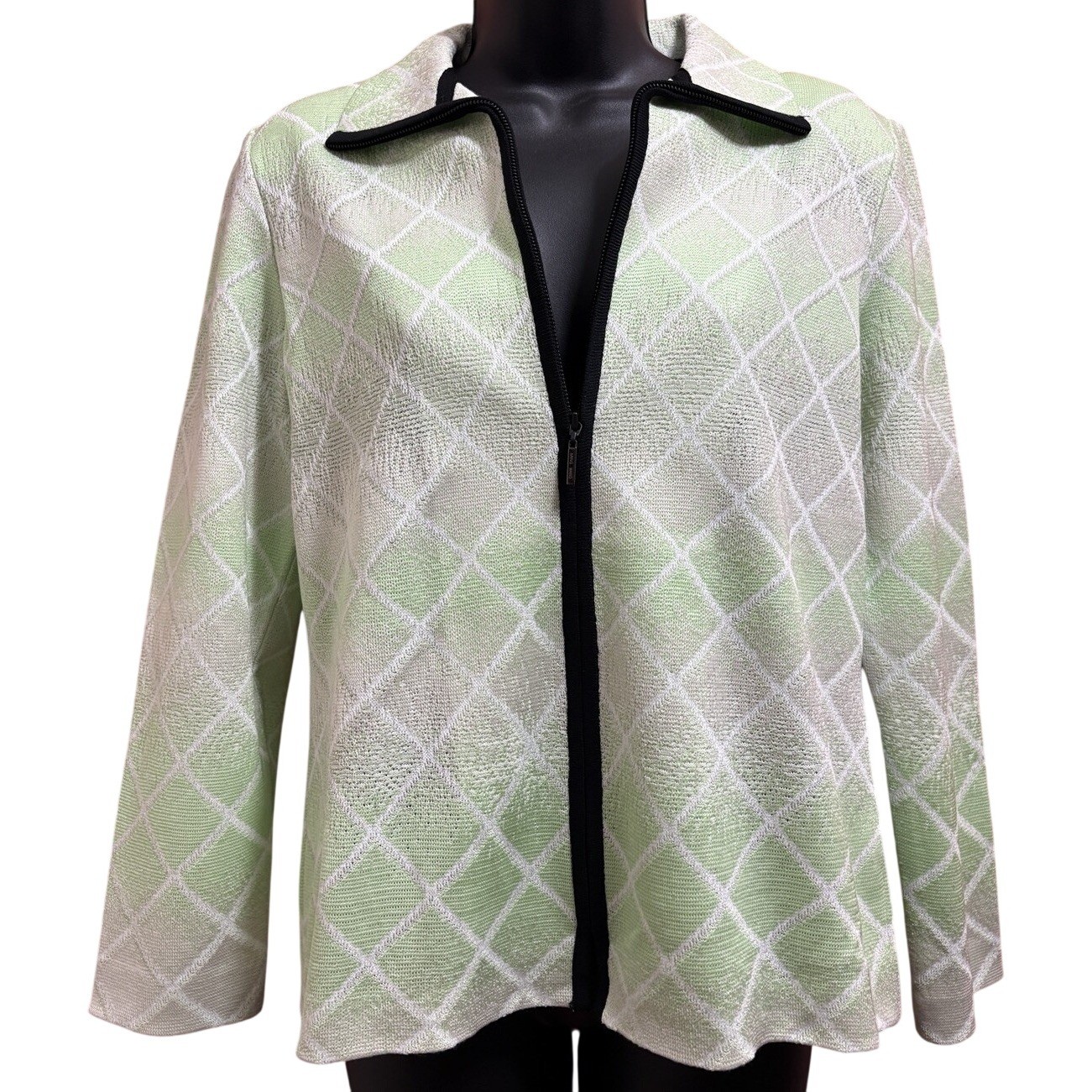 Ming Wang Career Jacket Womens S Blazer Geometric Mature Church Old Money New
