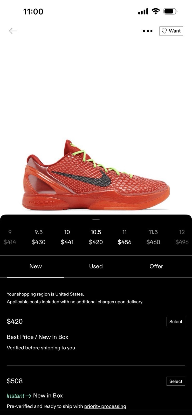 Nike Kobe 6 Protro Reverse Grinch Bright Crimson/Black Green Low FV4921-600
