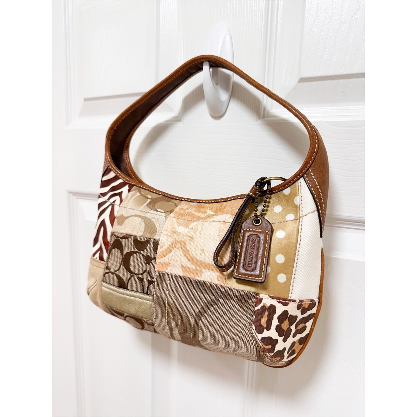 Coach Ergo Patchwork Hobo Shoulder Bag Zebra Cheetah Y2K
