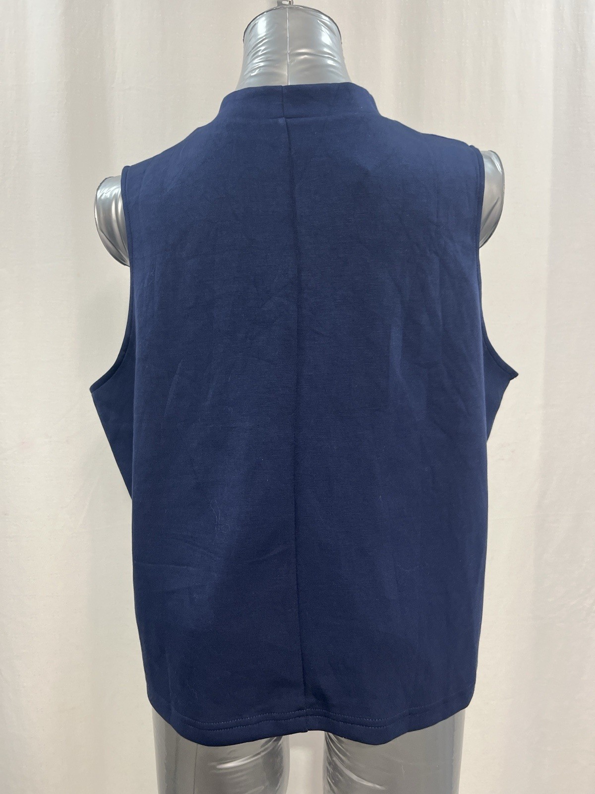 Women’s plus size Classic Navy blue Mock-Neck Sleeveless Tank active work 1249