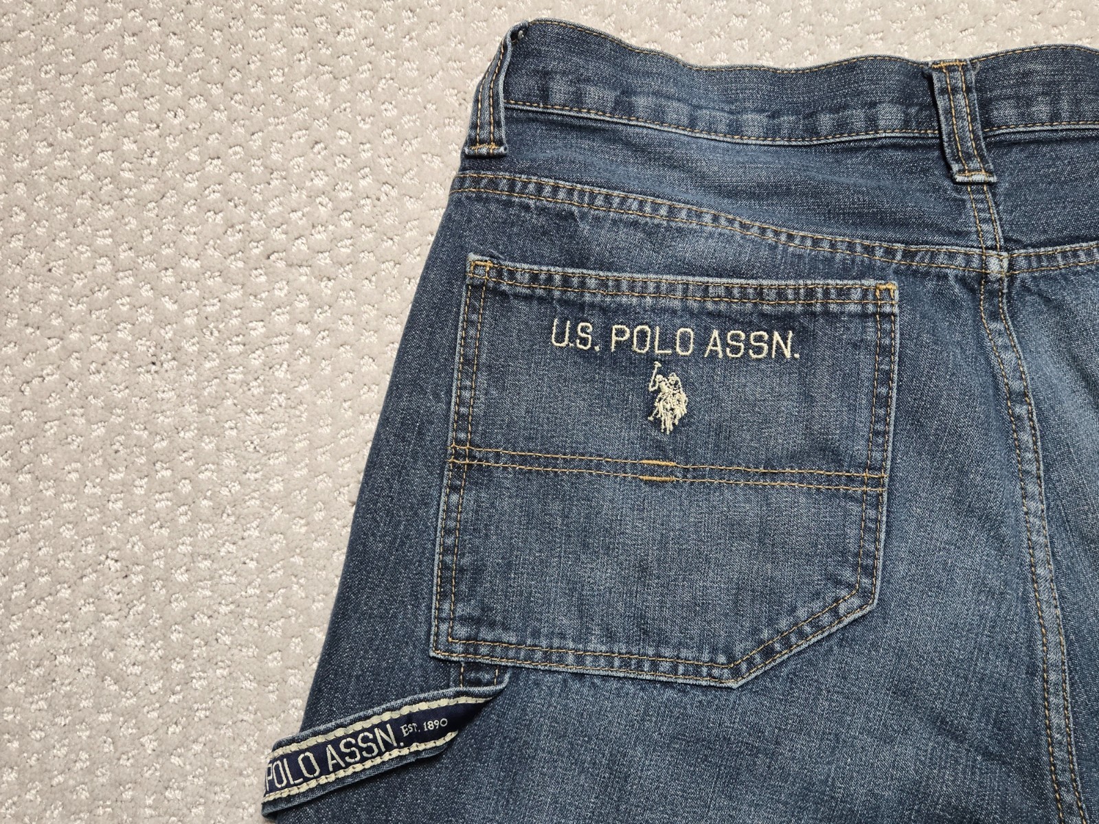 U.S. POLO ASSN. Baggy Blue Jeans ~ Men’s 34 x 32 ~ Carpenter Hammer Loop ~