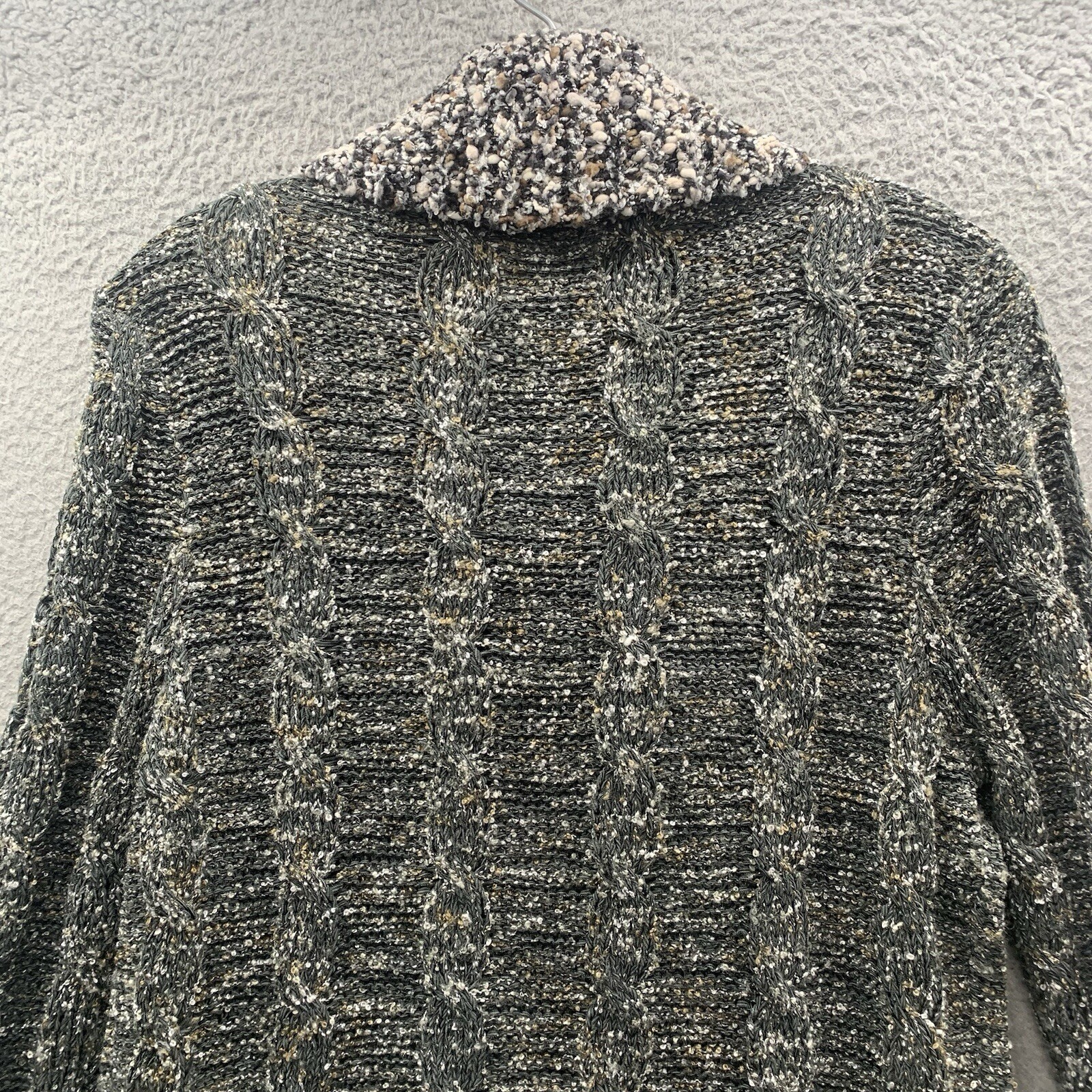 Curio Vintage Textured Knit Acrylic Blend Cardigan Sweater Gray Womens Size M