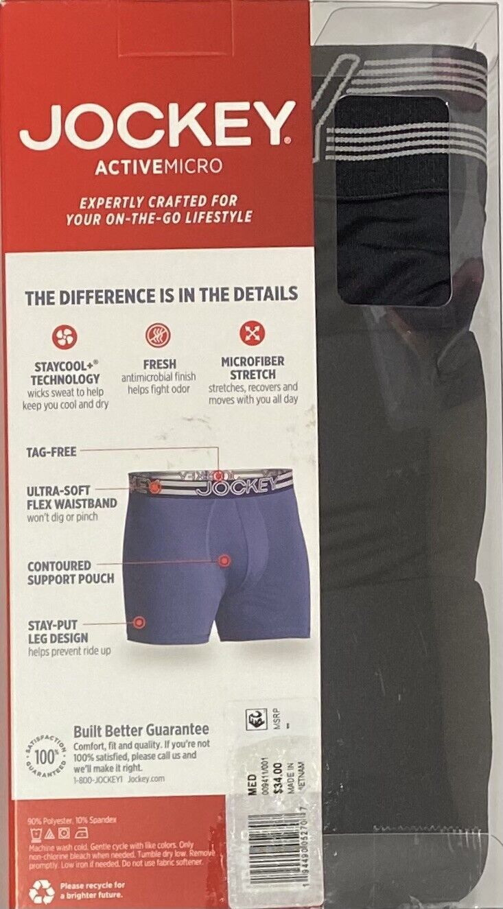 3 OR 4 PAIRS JOCKEY MEN STRETCH MICROFIBER BOXER BRIEFS MEDIUM LARGE XLARGE $34