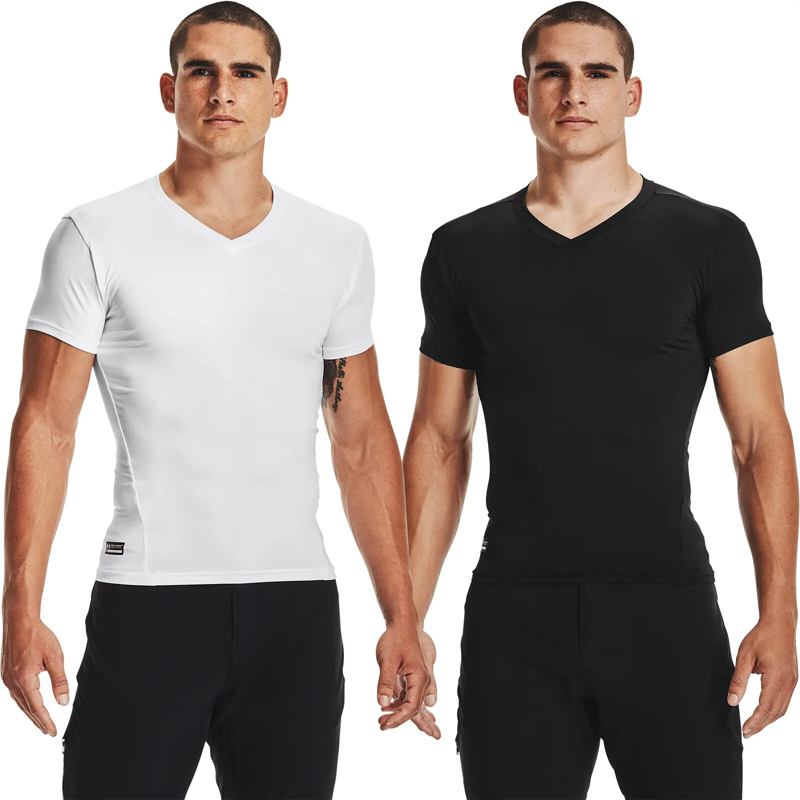 Under Armour Mens V-Neck Tactical HeatGear Compression Wicking T-Shirt – 1216010