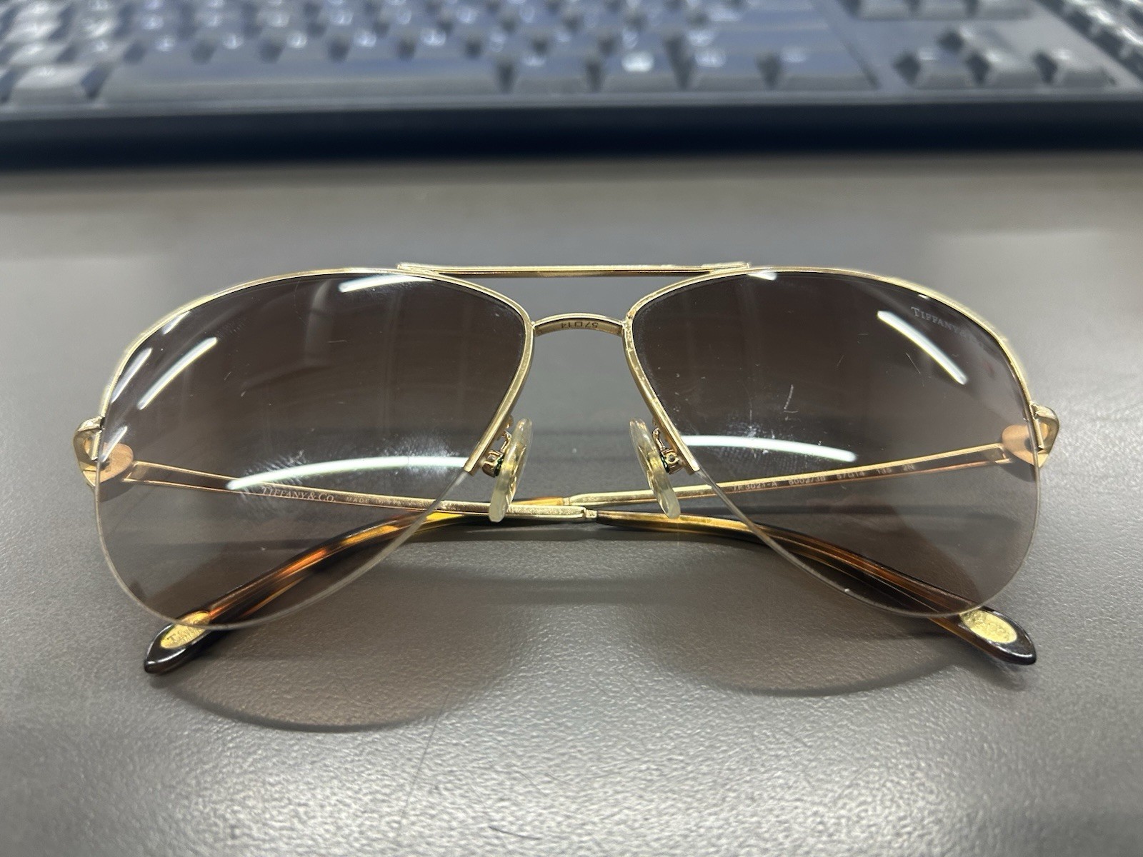 TIFFANY & CO. TF3021-A 6002/3B Gold Mirror Aviator Sunglasses Italy