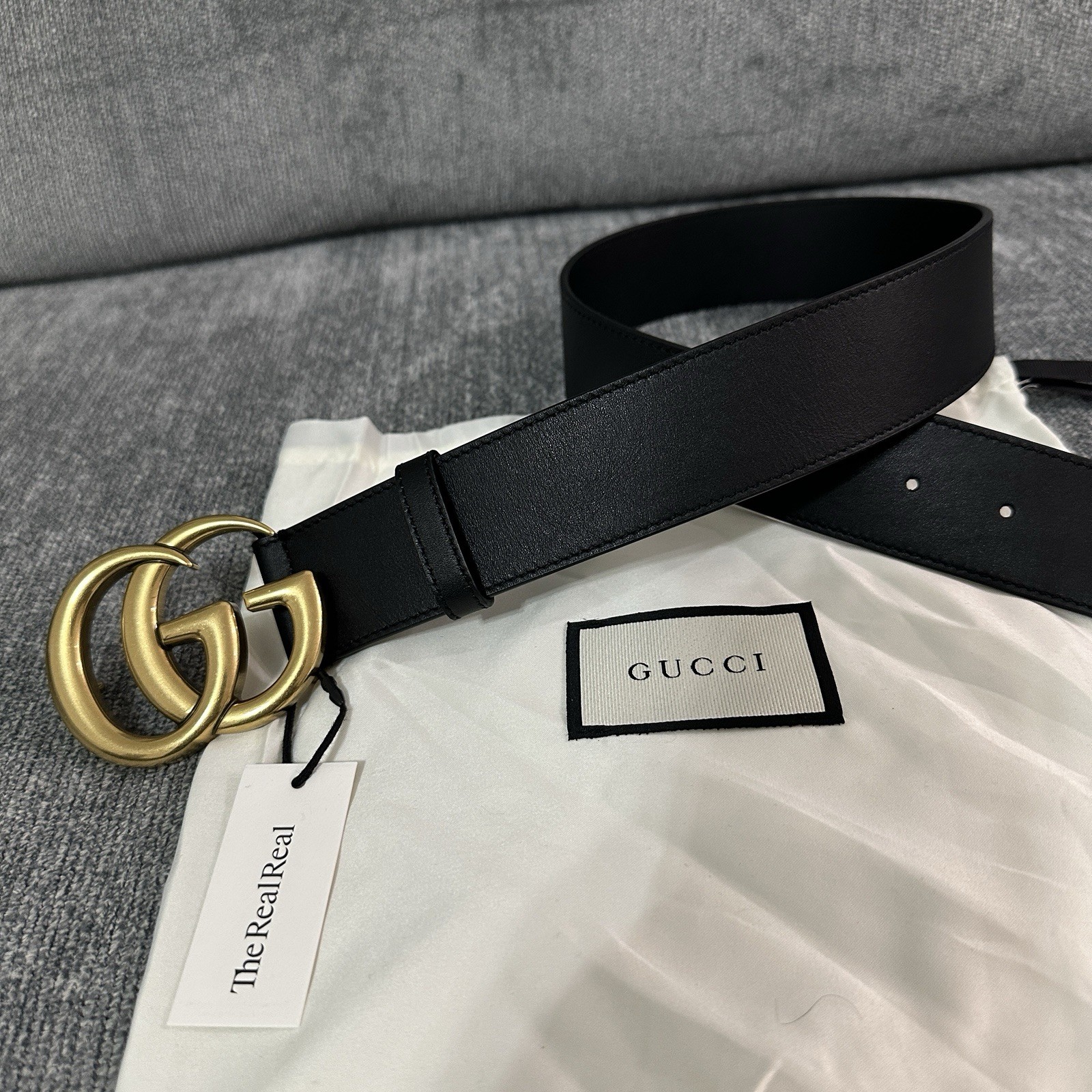 Authentic Gucci Black Leather GG Belt, Size 75cm Women 0-2