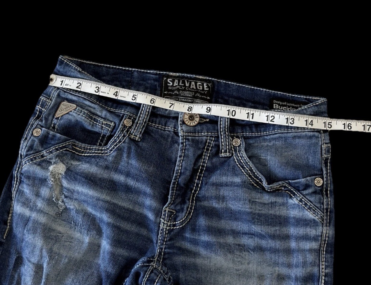 Salvage Supply Mayhem Straight Stretch Buckle Jeans ~ Men’s Size 30 x 32/30