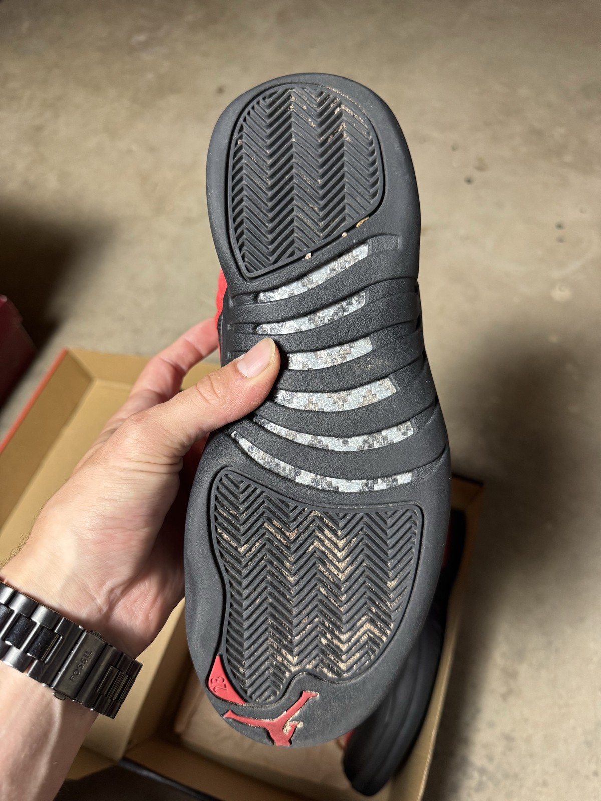 Size 8M/9.5W – Jordan 12 Retro Reverse Flu Game CT8013-602 Pre-Owned