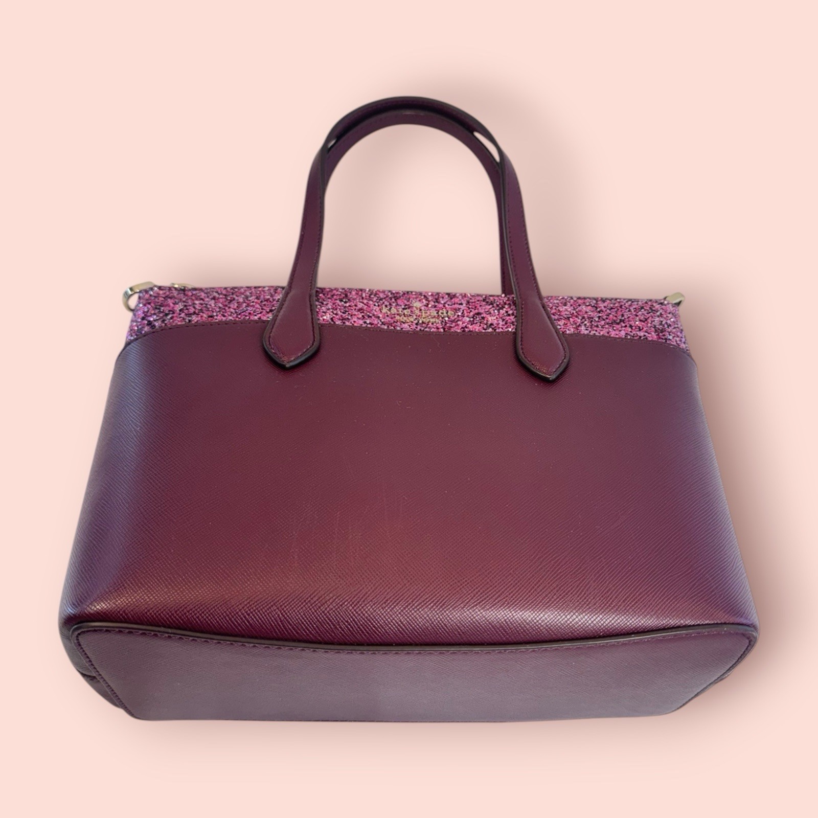 KATE SPADE New York Flash Glitter Small Satchel Bag Cherrywood EUC