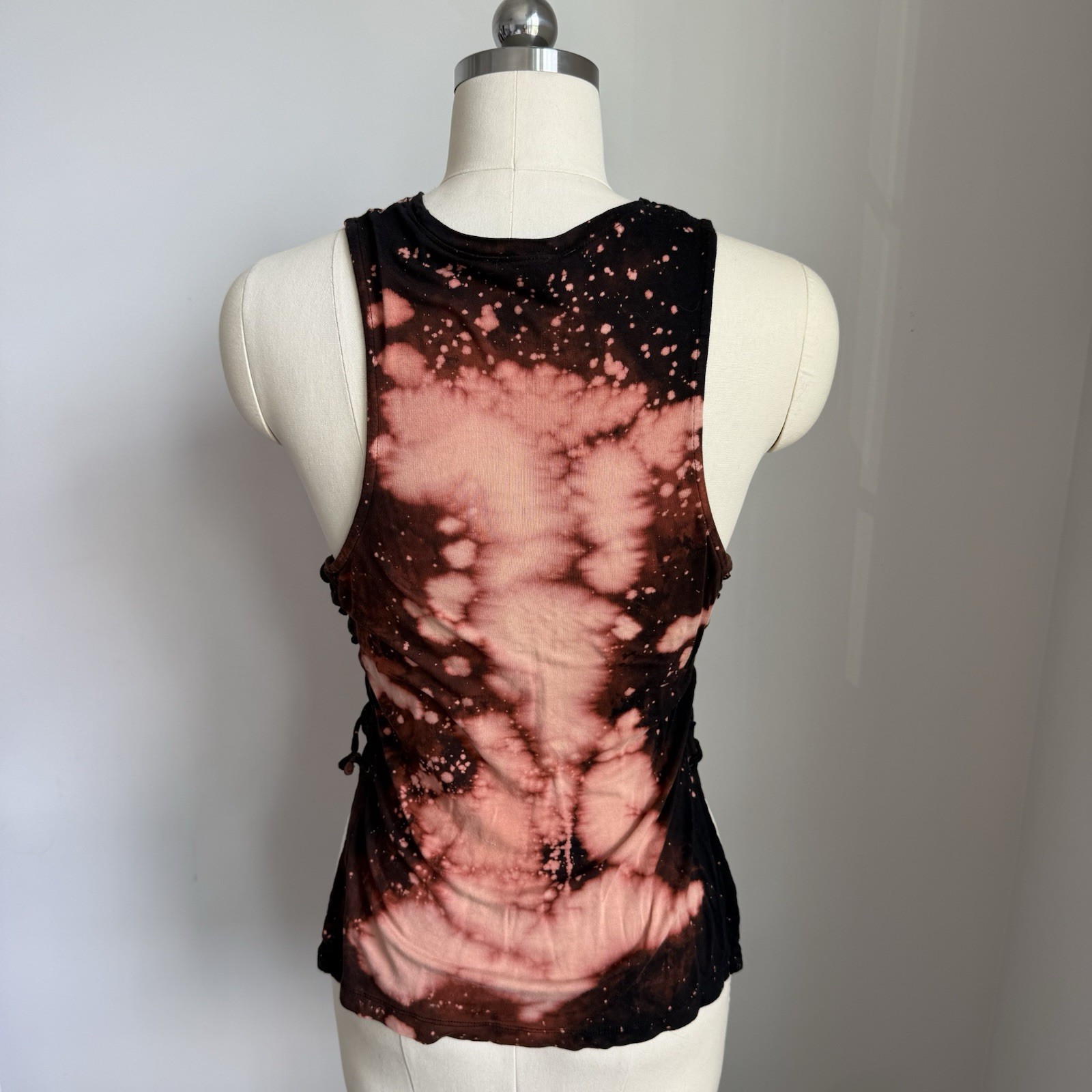 Forever 21 Tie Dye California Tank Lace Up Y2K Grunge Boho Festival Stretchy Sm