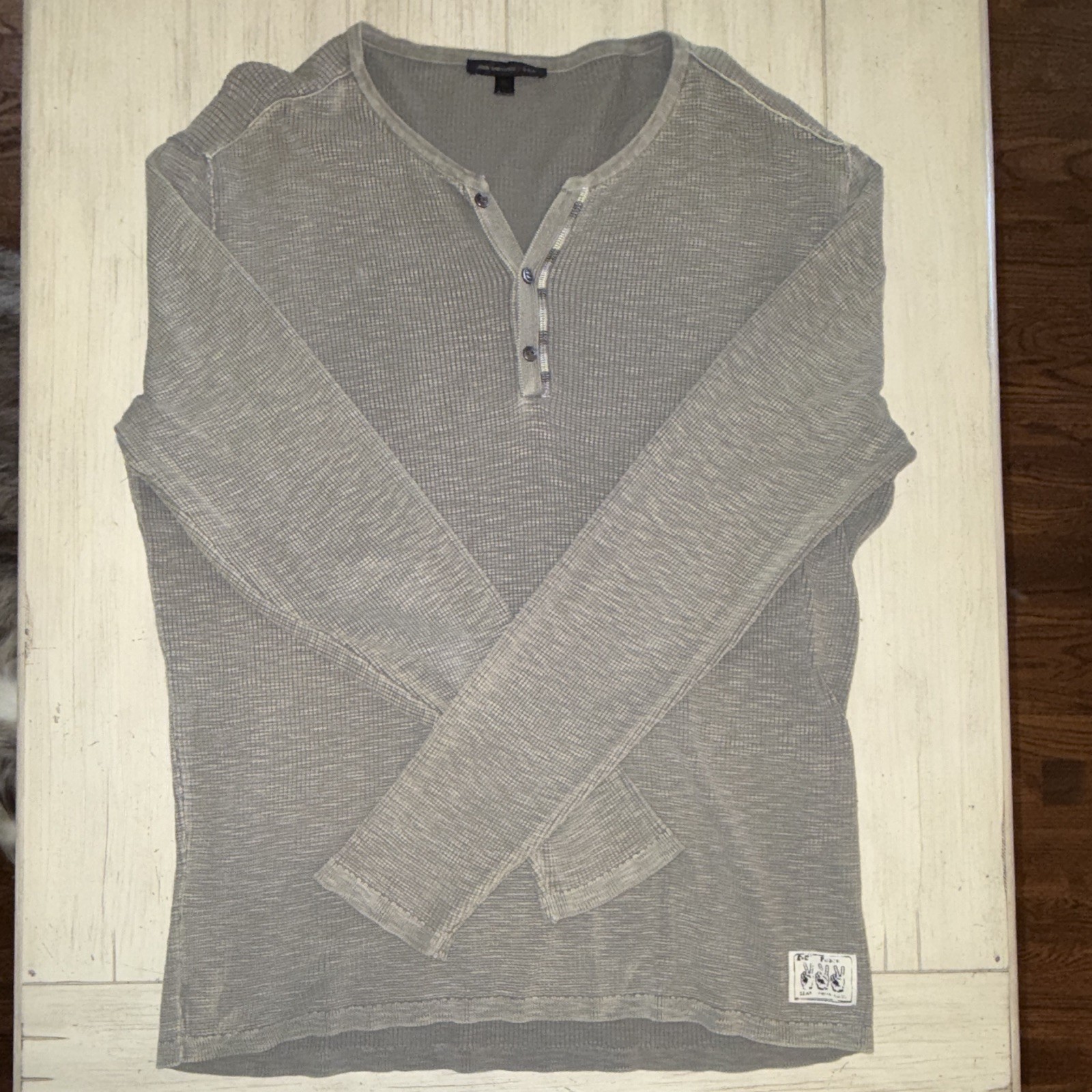 John Varvatos Men’s Gray Knit Henley Button Long Sleeve Sweater XL