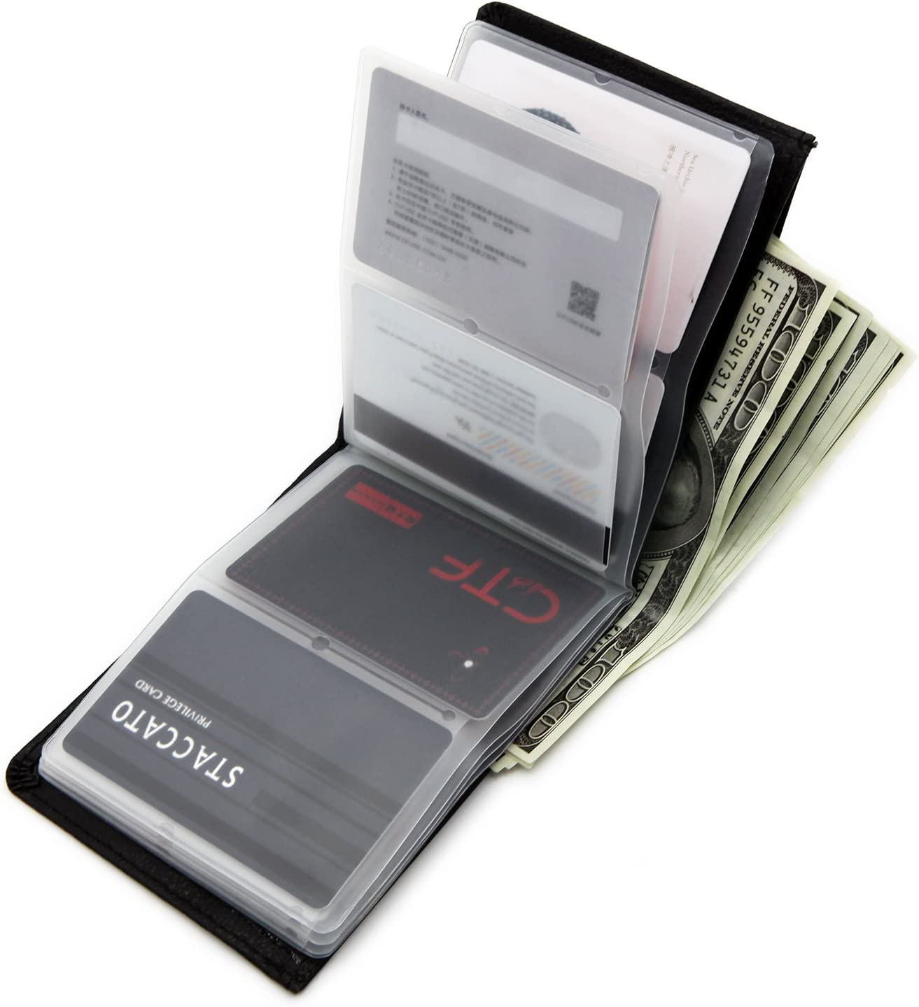 RFID Blocking Wallet – 6 Pages Leather Business Credit Card Holder Case/12 Credi