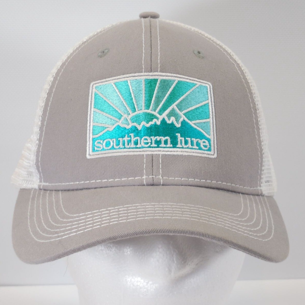 Southern Lure Fishing Cap Gray White Snapback Hat