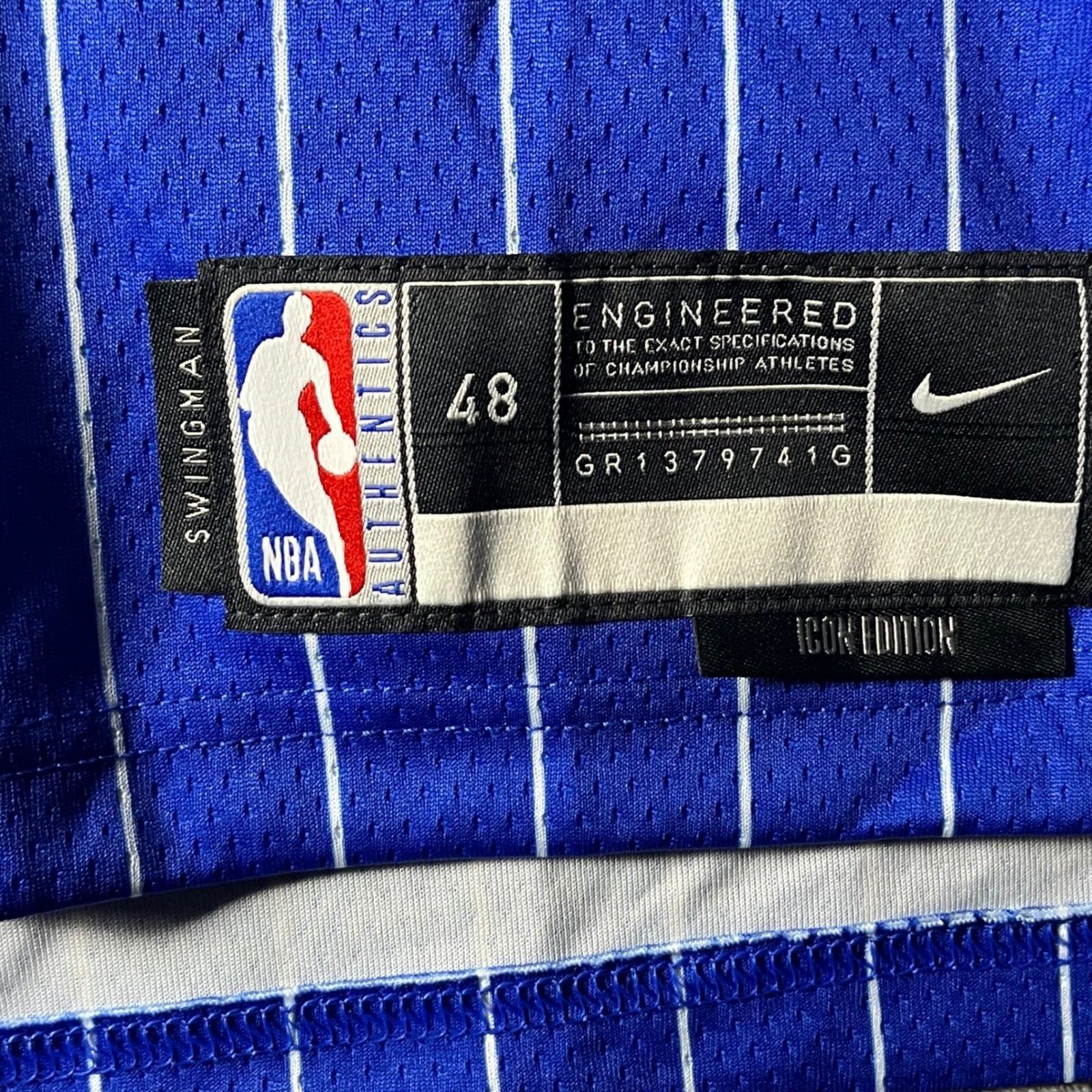 Nike Orlando Magic Swingman Jersey Large 48 Disney Sponsor Patch Blue Custom 26
