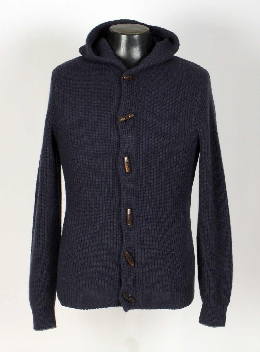 Brunello Cucinelli Cashmere Hooded Toggle Sweater – 52 M/L – Blue – $3495 Retail