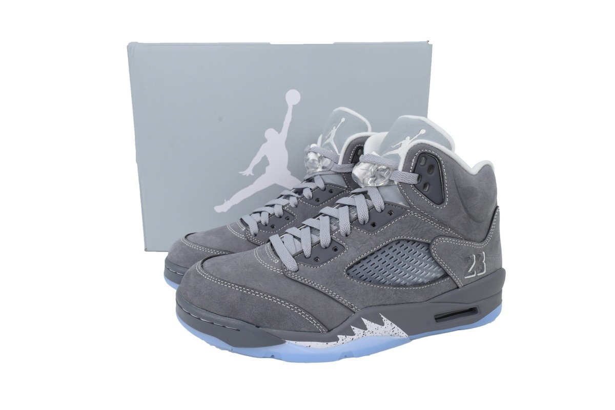 Nike Air Jordan 5 Wolf Grey Suede Mesh 23 Logo Retro Athletic Trainers For Men