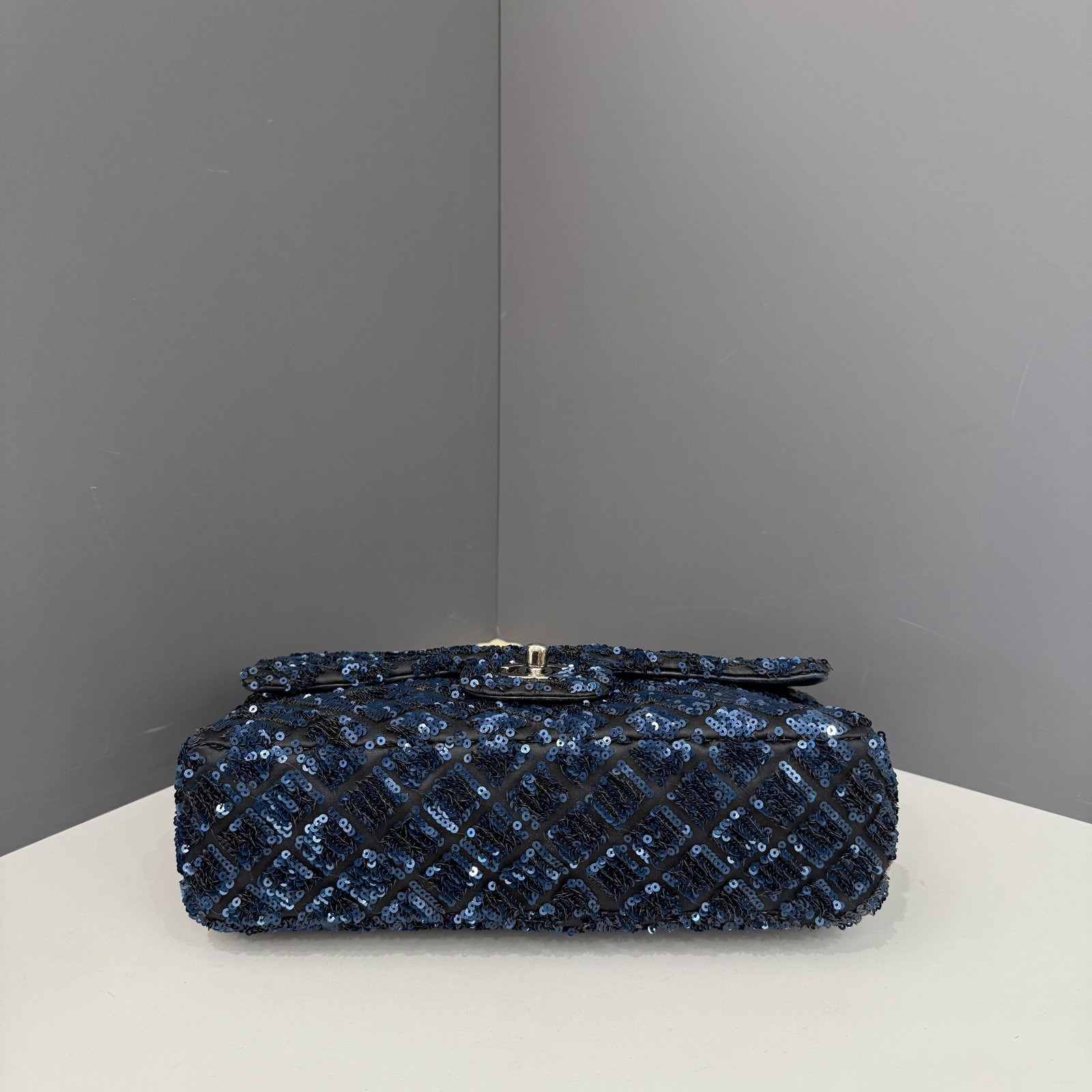 Chanel Medium Single Flap Blue Sequin Lambskin Satin (jx030926a7)