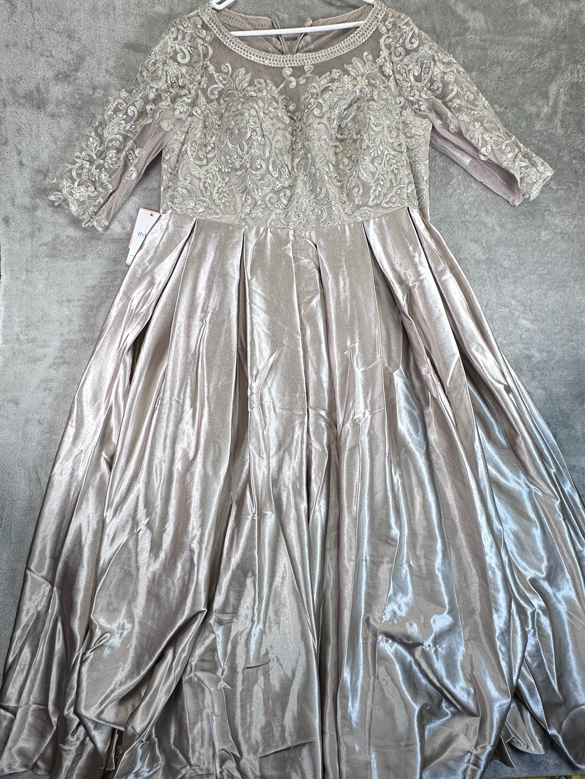 JJ’s House Women Alycya Silver A-line Sequins Lace Dress Size 22W Color Sand