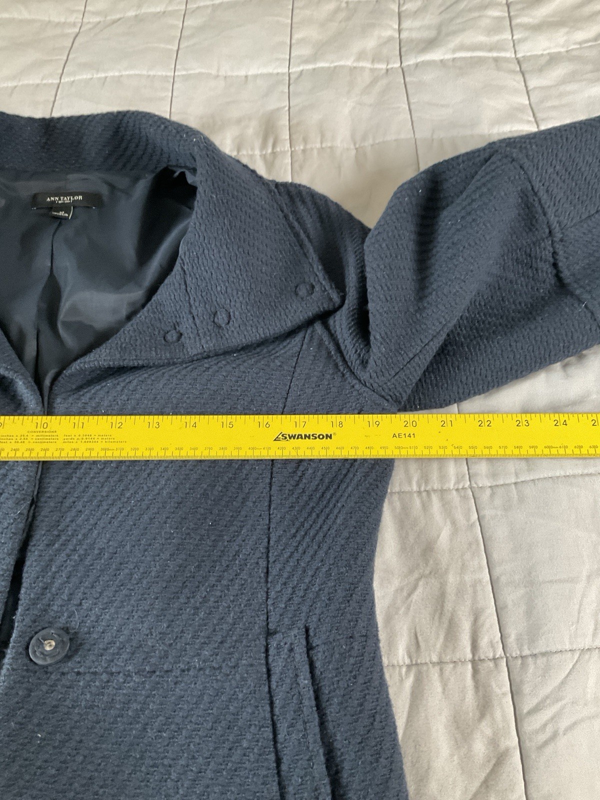 Ann Taylor Jacket Womens Medium Blue Peacoat Business Preppy Old Money Outdoor