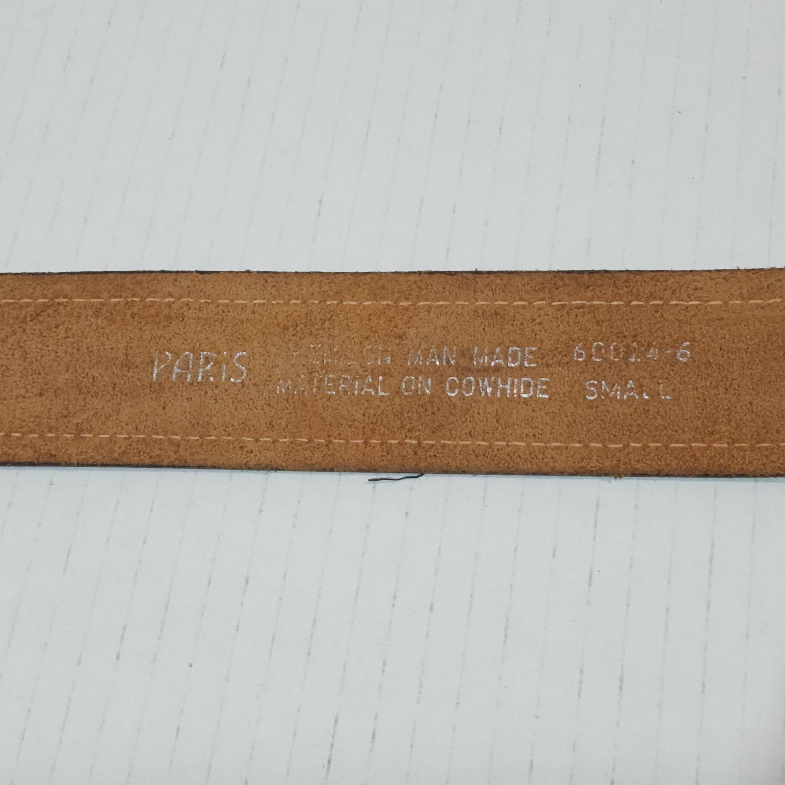 PARIS Belt Cowhide Leather & Man-Made Material Brown Contrast-Stitches Size S