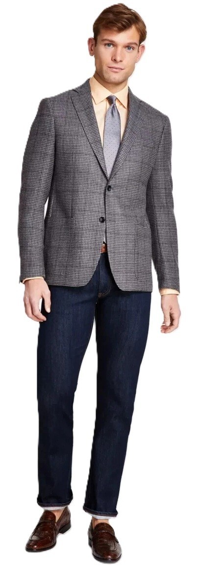 Michael Kors Mens Classic Fit Sport Coat 38R Grey Tan Houndstooth Wool Blend NWT