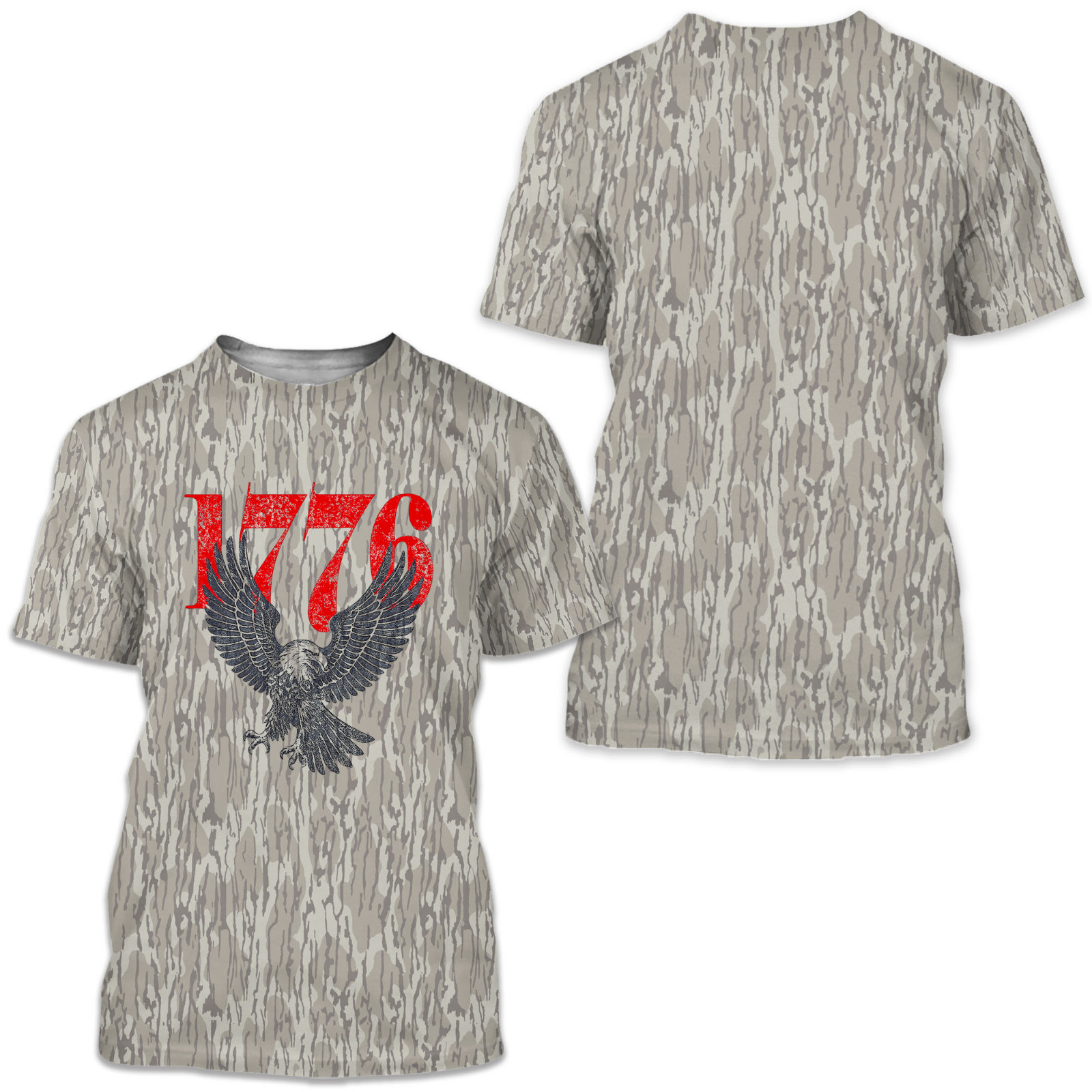 Camo 1776 Eagle USA T-shirt, Men’s Camouflage America Patriot Hunting Lovers Tee