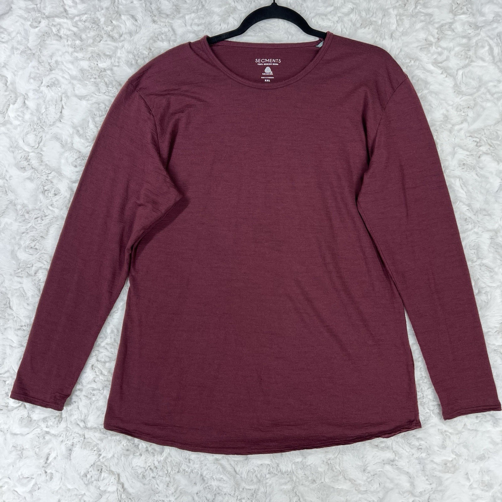 Seg’ments 100% Merino Wool Baselayer Shirt Womens XXL Burgundy Long Sleeve *Flaw