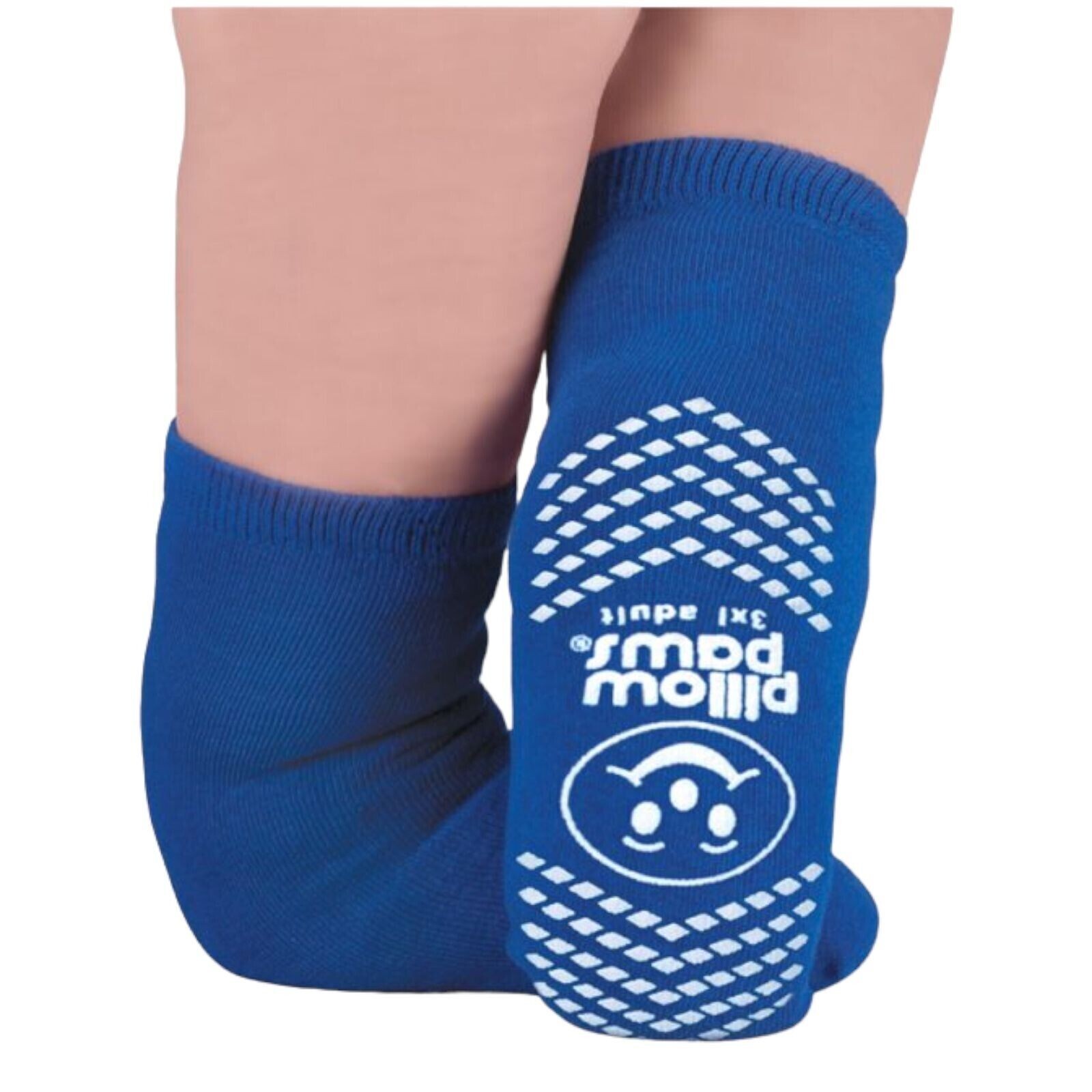 6 Pairs Hospital Slipper Socks Pillow Paws Bariatric 3X-Large Blue Ankle High