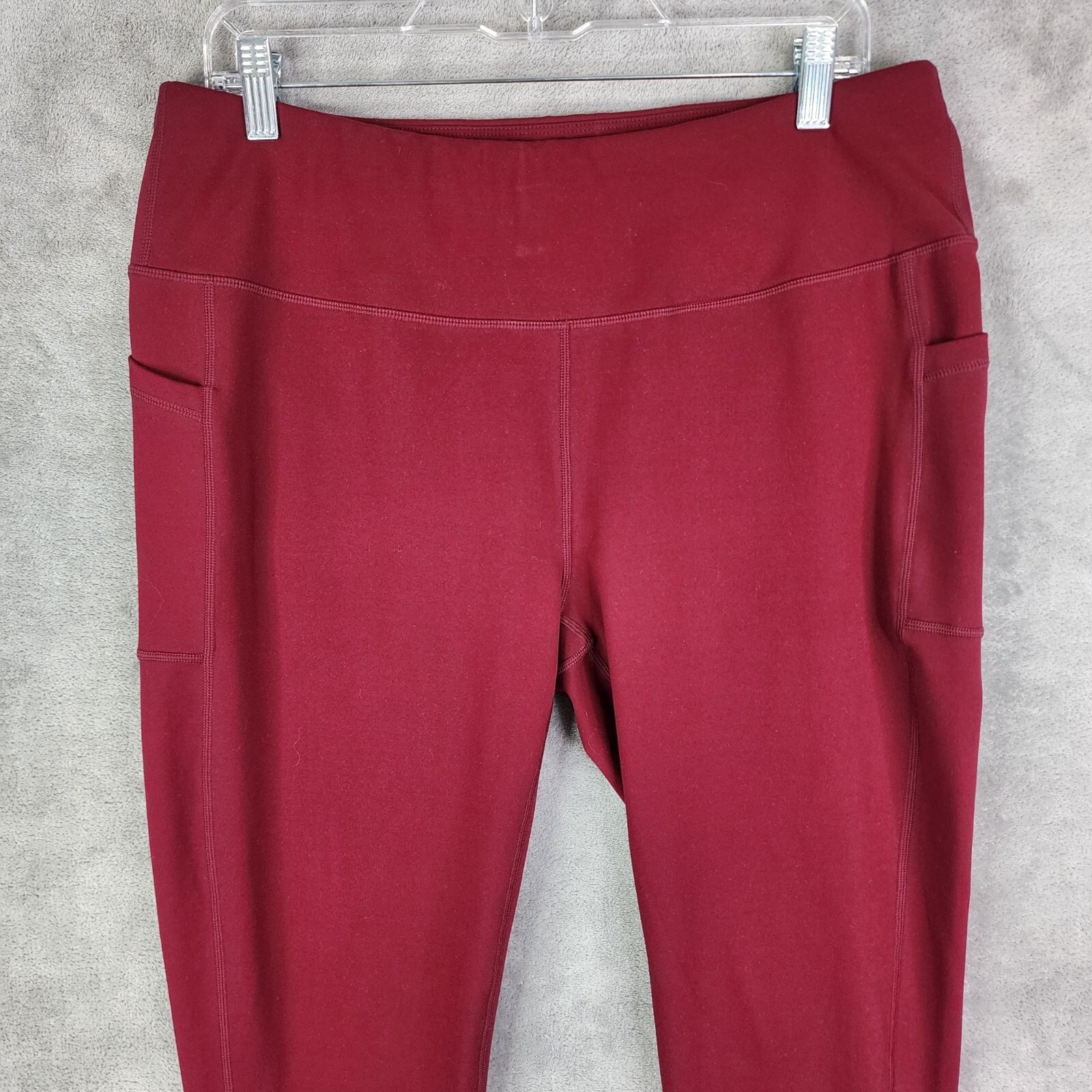 Womens Burgundy Leggings Pants w/ Pockets Stretch Polyester Spandex Blend 3XL