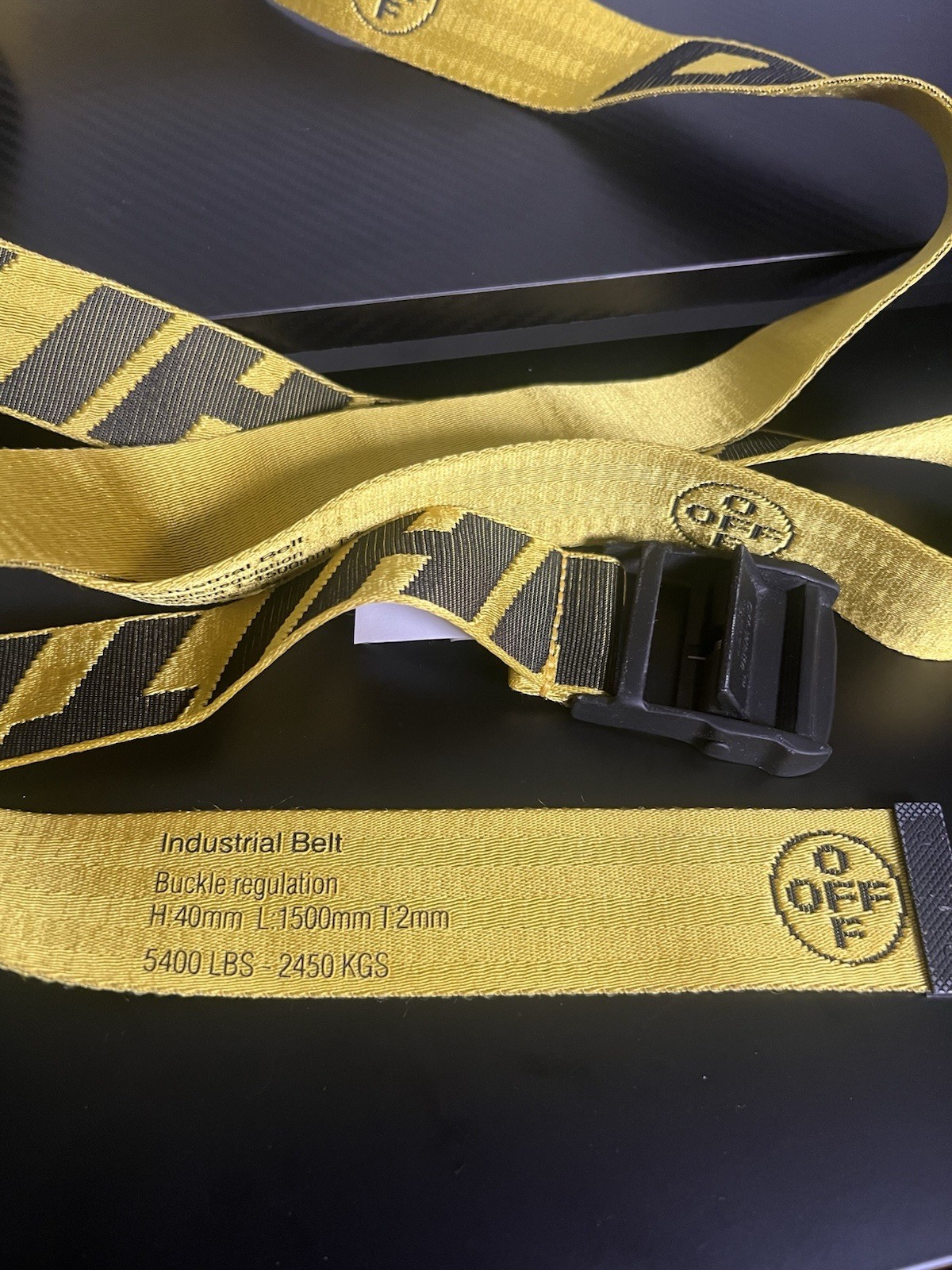 Authentic OFF-WHITE C/O Virgil Abloh Industrial Belt Yellow Black 200cm