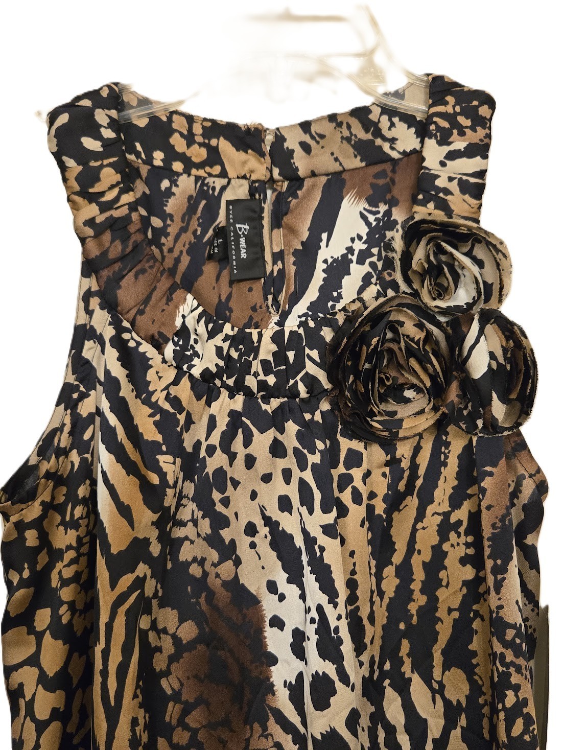 NWT B Wear Embellished Leopard Animal Print Brown Black Blouse – Women’s Size L