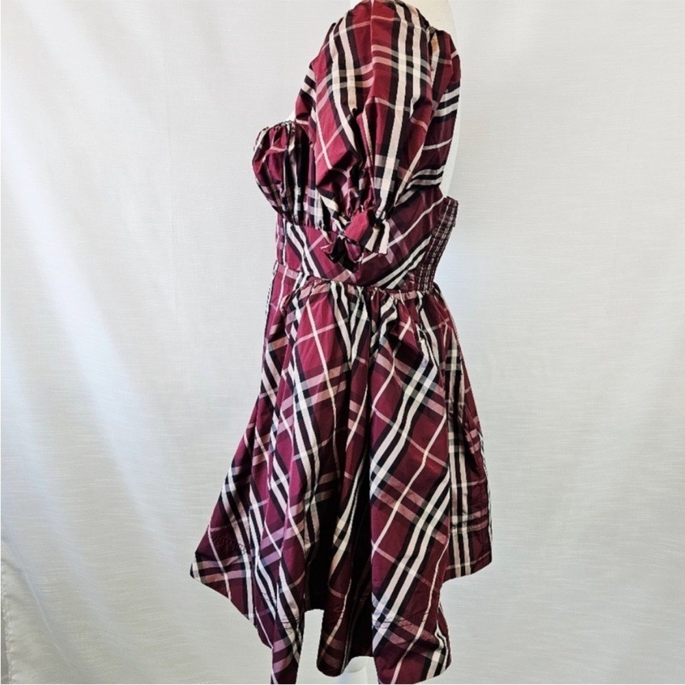 New Anthropologie Maeve Maroon Plaid Tartan Buffalo Holiday Winter Mini Dress L