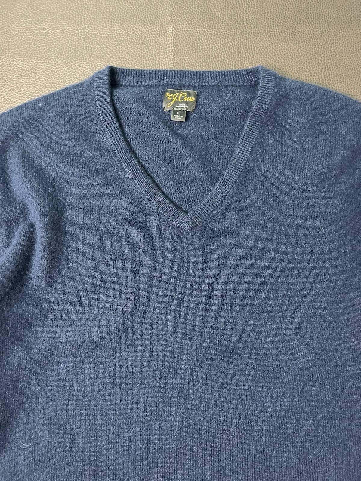 J Crew Relaxed midweight cashmere V-neck sweater L Navy New 2022 Model