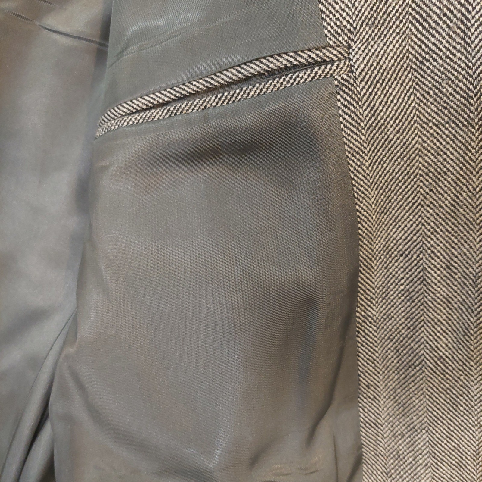 vintage Barons Presidential Herringbone Tweed USA made Jacket Elbow Patches 46R