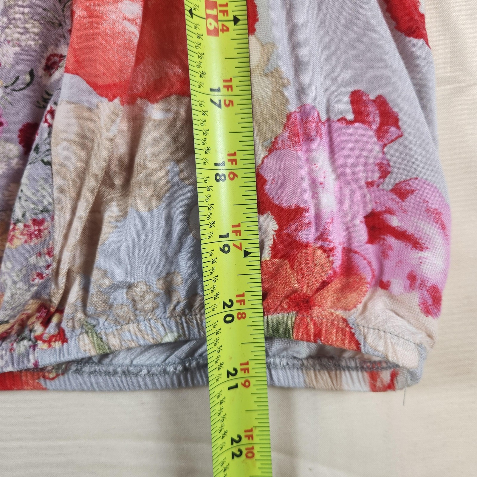 Fig and Flower Blouse Womens Medium Blue Red Floral Peasant Boho Top Rayon
