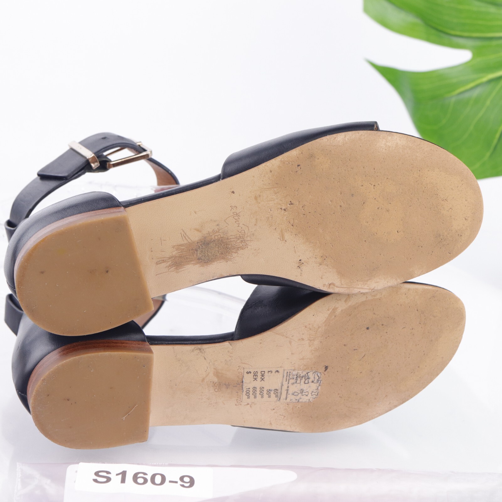 & Other Stories Womens Sandals Size 8 Black Leather Ankle Strap Flat Clean Girl