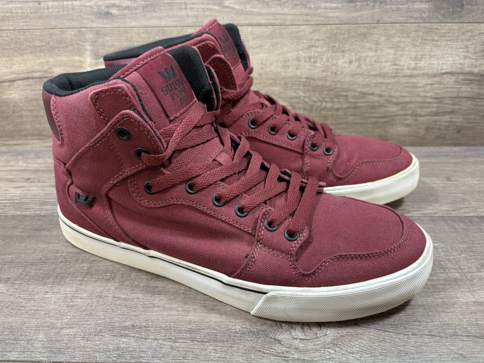 Supra Vaider Canvas Skate S28266 High Top Burgundy Mens Size 11.5 See Descr!