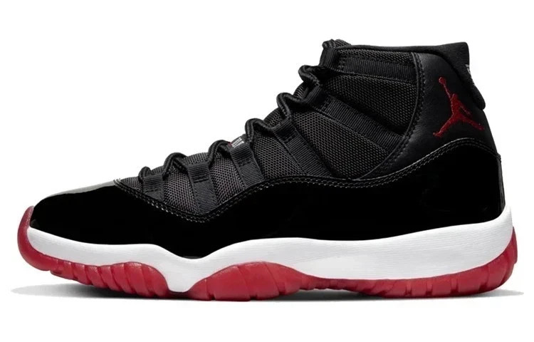 Nike 378037-061 Air Jordan 11 Retro Bred Black Red High Top Men Basketball Shoes