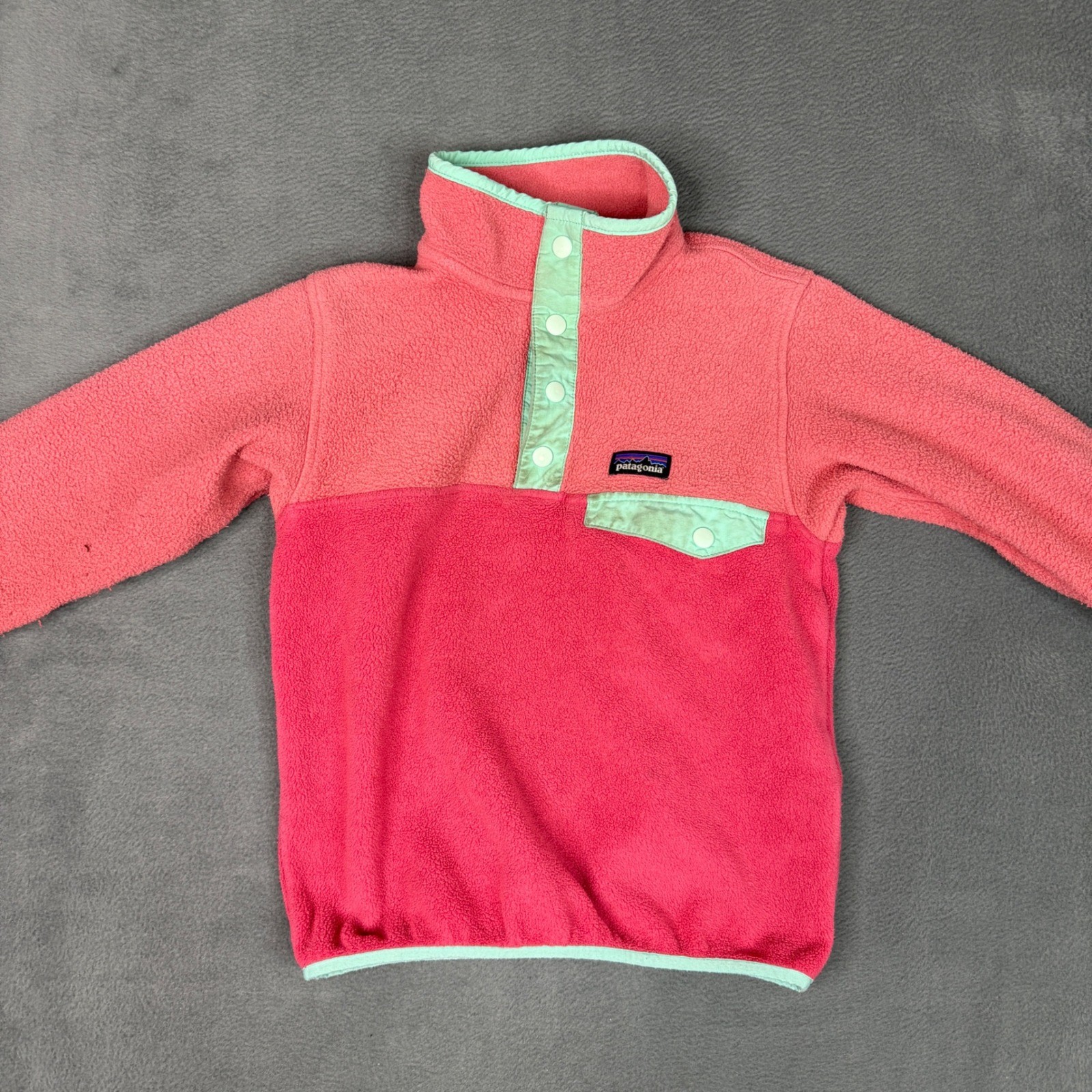Patagonia Kids Synchilla Snap-T Fleece Pullover Pink Mint XS 5-6 65546 SP19