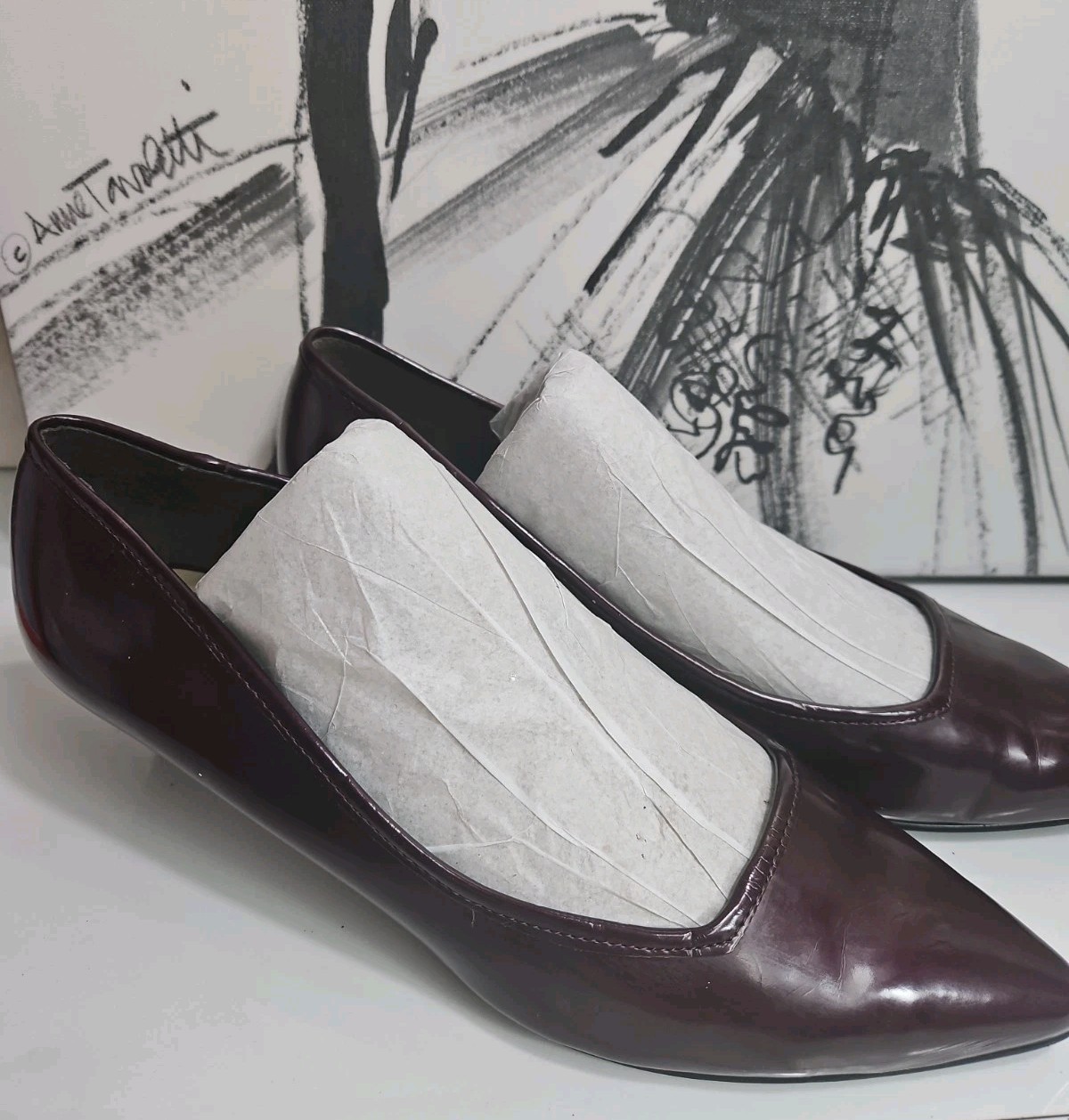 Bandolino Purple Faux Leathe Wedge Heels Slide On Shoes 8.5M
