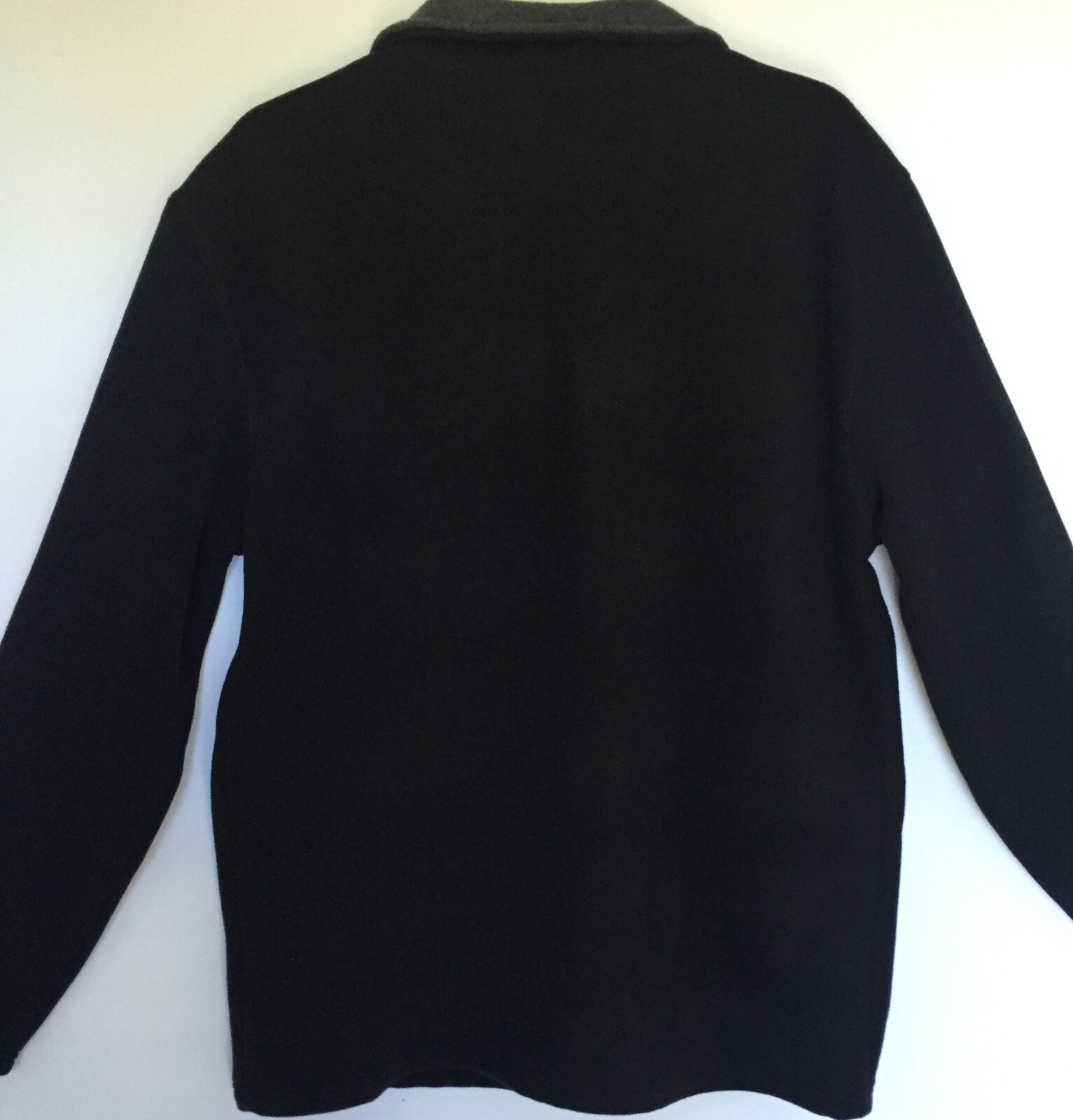 Pullover Fleece Saddlebred Small LS Black Gray Collar Solid Mens NWT New