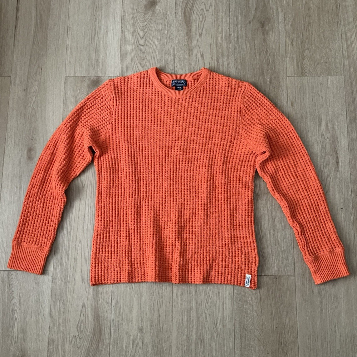 Polo Jeans Co. Ralph Lauren Orange Waffle-Knit Crewneck Pullover Sweater M
