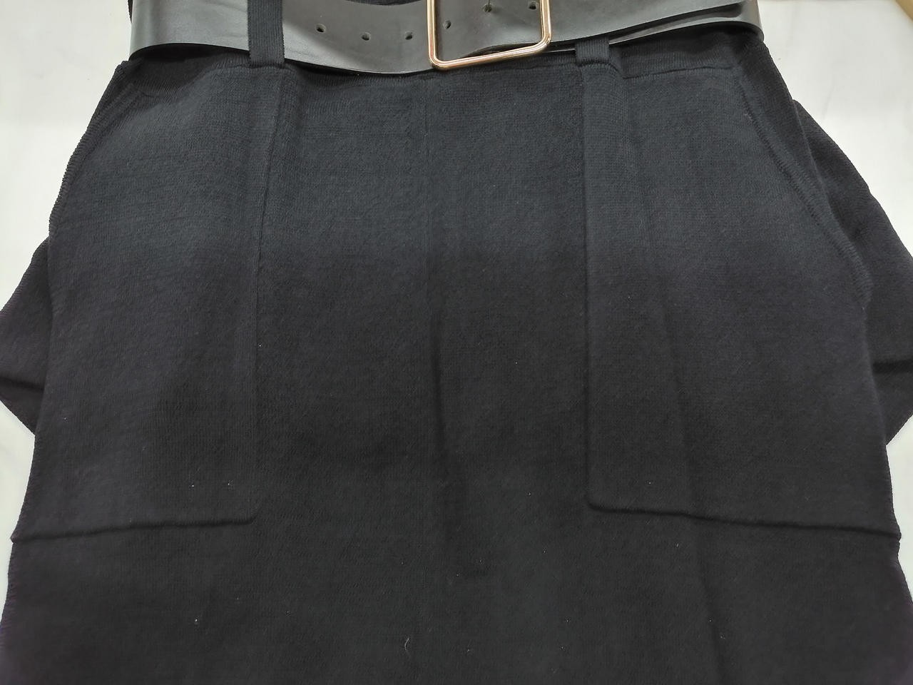 Ameri Woman’s Belted Black Knit Dress M 47in Length 36cm Shoulder