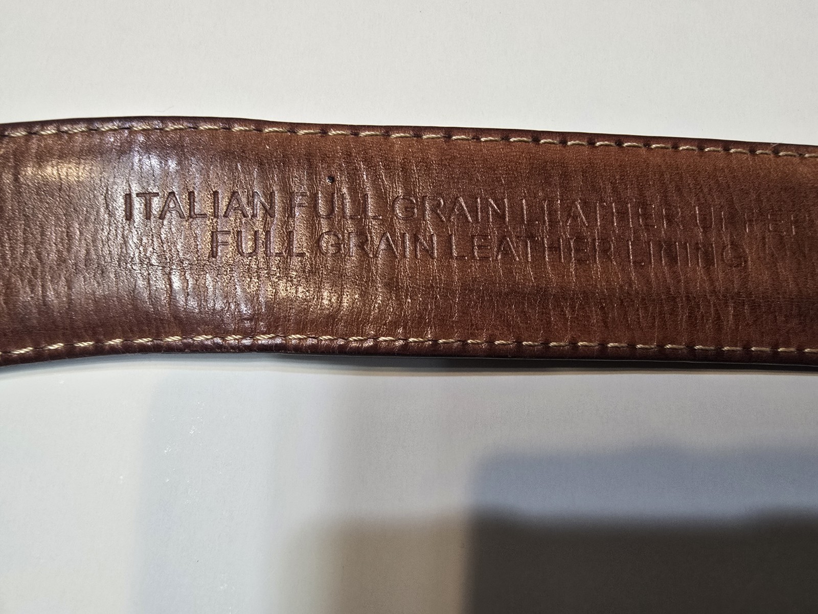 Kirkland Men’s Brown Dress Adjustable Belt Silver Buckle Stitching, Size 34