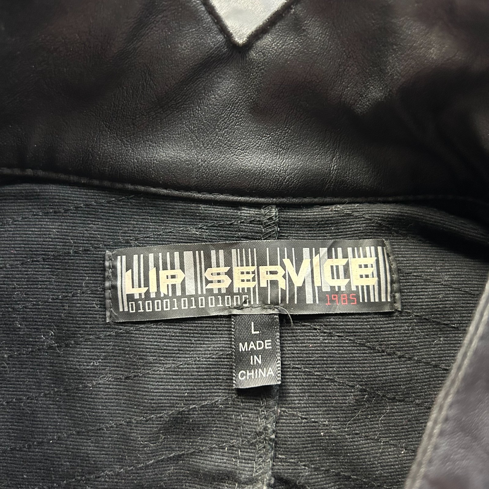 VTG Lip Service Vice Vest M38-122 Faux Leather Mesh Black Goth Y2K Mens Large
