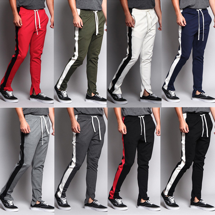 Men’s Premium Ankle Zip Stretch Slim Fit Workout Techno Track Pants TR526-G15B
