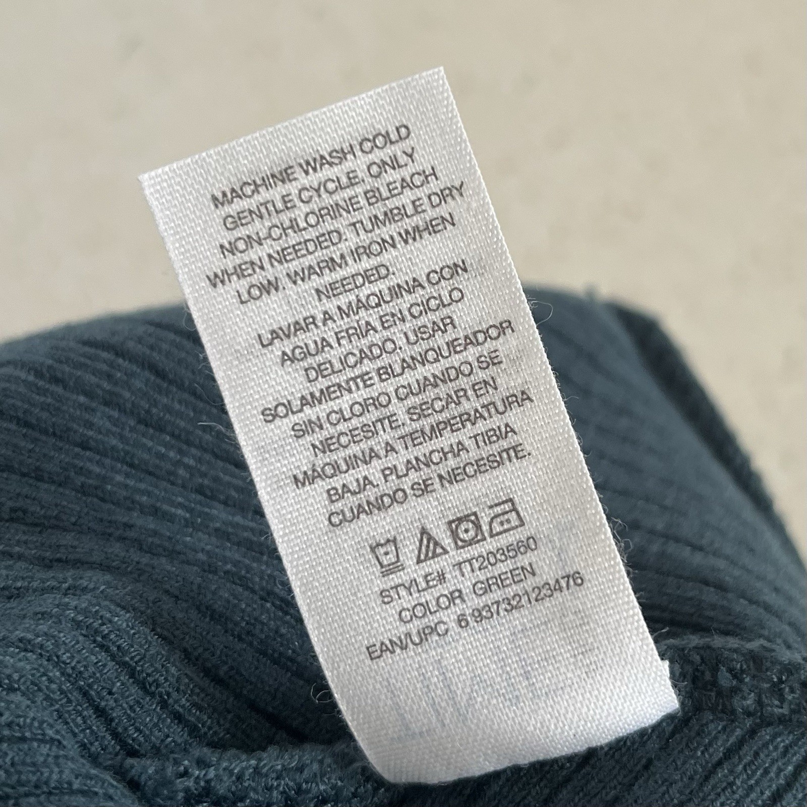 Time & Tru Ribbed Beanie Hat Dark Teal Stretch Knit