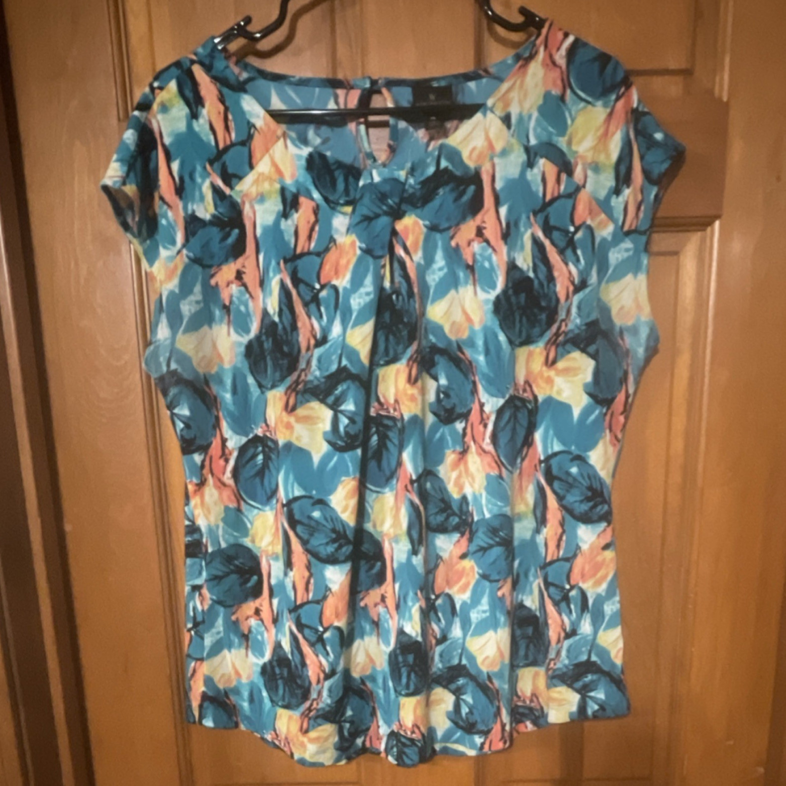 Worthington Women’s XL Multicolor Floral Short Sleeve Pullover Blouse