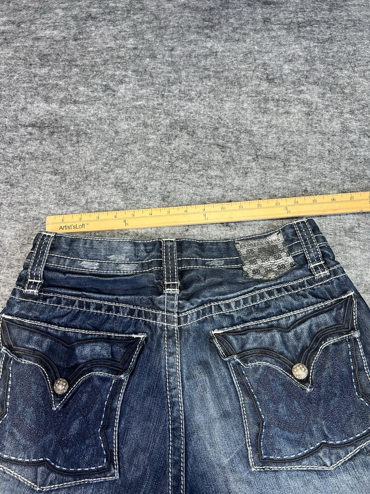 Express Kingston Mens 34×34 Distressed Bootcut Jeans Regular Rise Thick Stitch